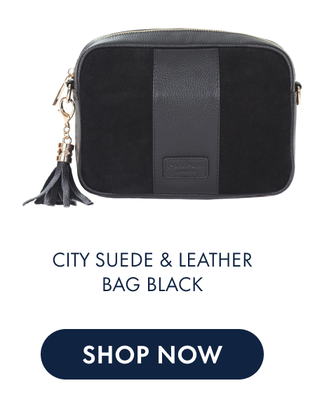 City Suede & Leather Bag Black