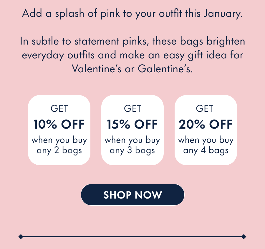 Add a splash of pink to your outfit this January.  Our calm, neutral shades are just enough to make your look pop with some extra personality, without going overboard.  Ready to layer up?