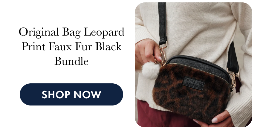 Original Bag Leopard Print Faux Fur Black Bundle