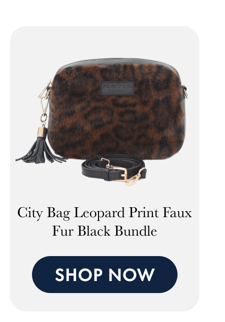 City Bag Leopard Print Faux Fur Black Bundle