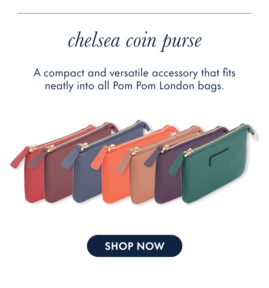 chelsea coin purse A compact and versatile accessory that fits neatly into all Pom Pom London bags.