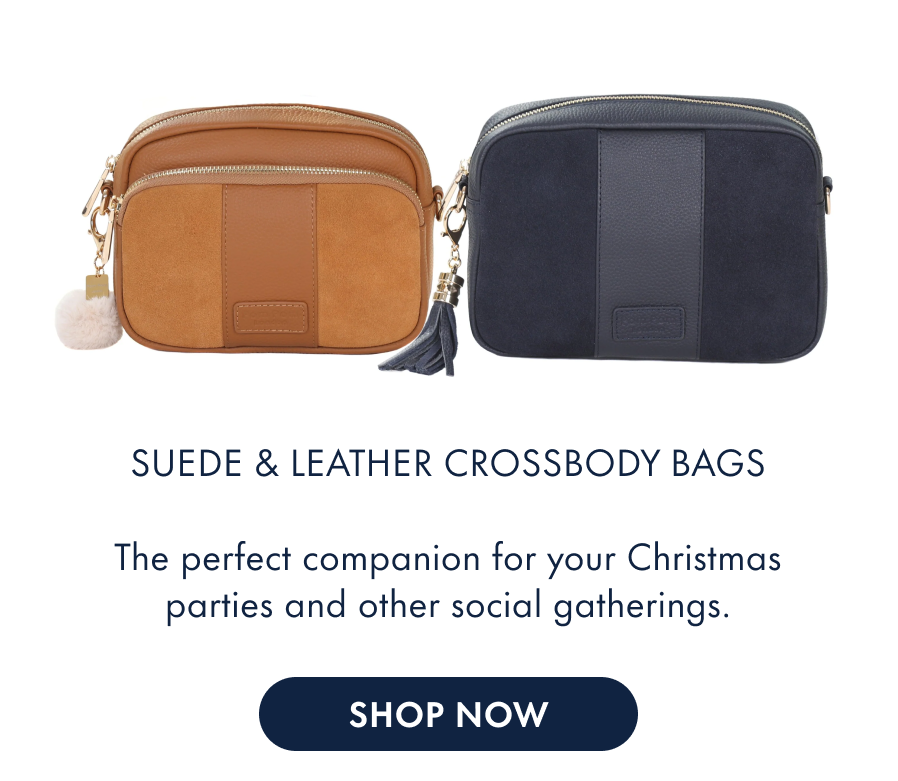 Suede Crossbody Bags  The perfect companion for your Christmas parties and other social gatherings.