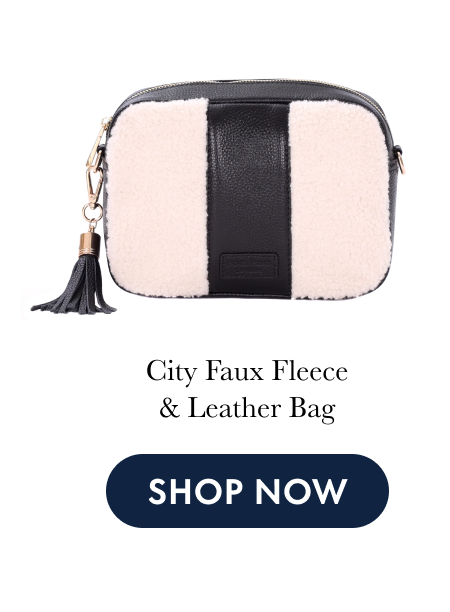 City Faux Fleece & Leather Bag