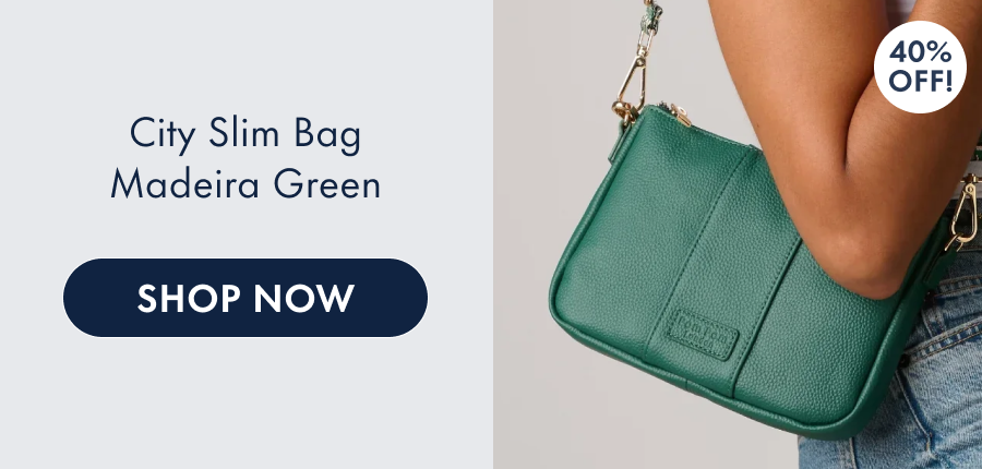 Pom Pom London City Slim Bag in Madeira Green 40% off!