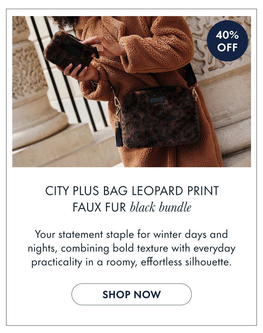 City Plus Bag Leopard Print Faux Fur black bundle