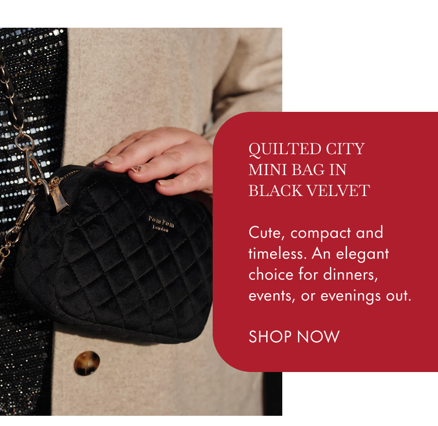 Quilted City Mini Bag in black Cute, compact and timeless. An elegant choice for dinners, events, or evenings out.  SHOP NOW