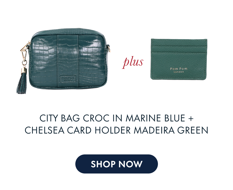 City Bag Croc in Marine Blue + Keytab Slate Blue Keyring