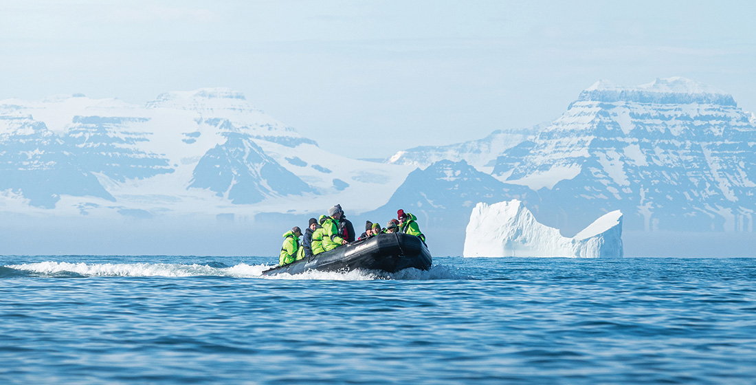 Atlas Explorers on a Zodiac safari in the Arctic