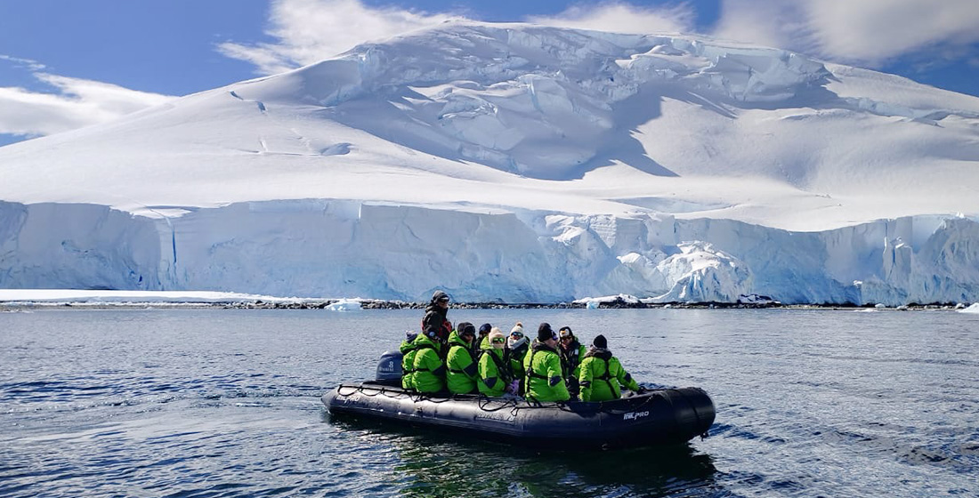 Atlas Explorers on a Zodiac cruise in Antarctica