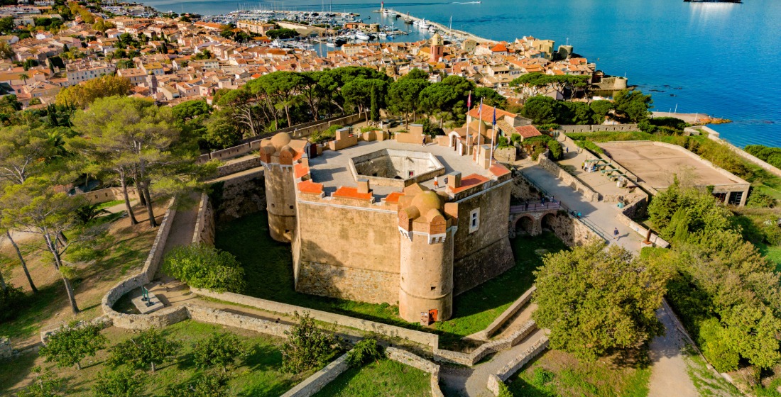 Aerial view of the Citadelle in Saint-Tropez, France