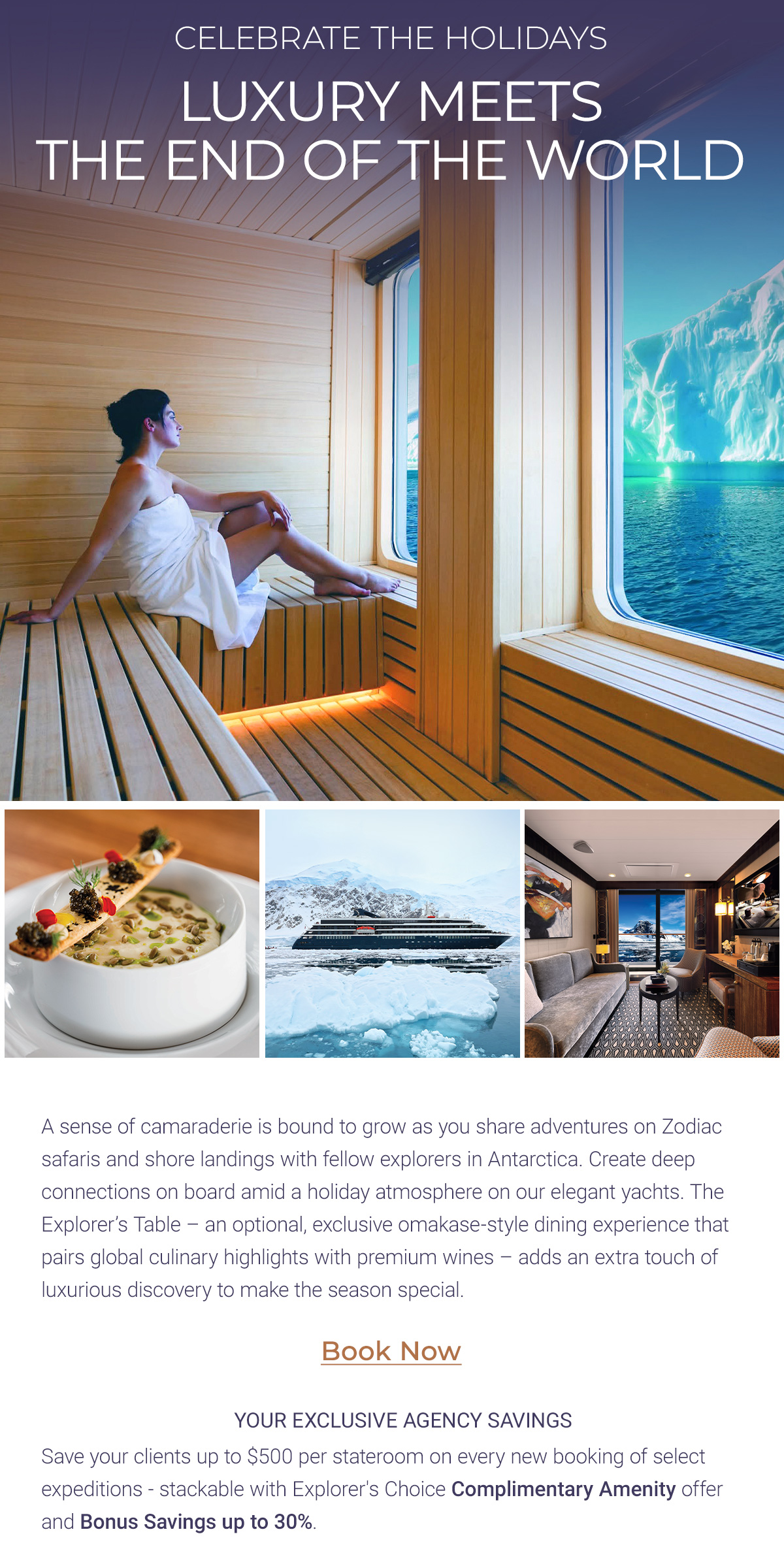 ANTARCTIC HOLIDAYS IN ELEGANCE & LUXURY