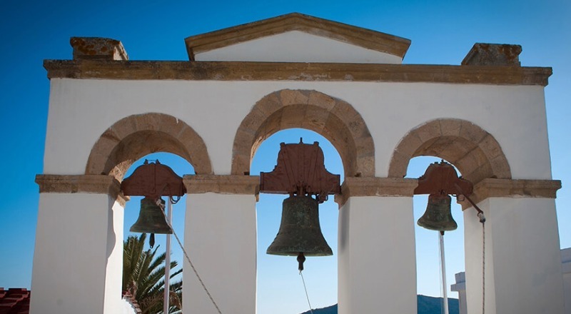 Patmos, Greece: Greek architecture showcasing church bells