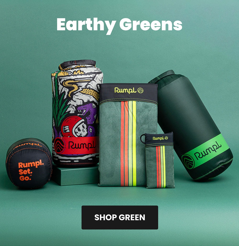 Earthy Greens: green blankets and ground mats