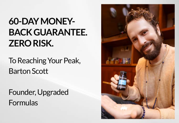 60-Day Money-Back Guarantee. Zero risk | To Reaching Your Peak, Barton Scott Founder, Upgraded Formulas