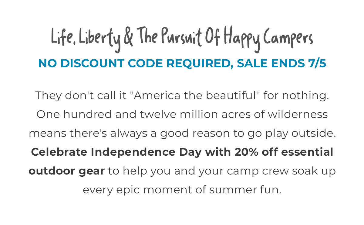 Our July 4th Sale starts now. Save 20 sitewide! Teton Sports