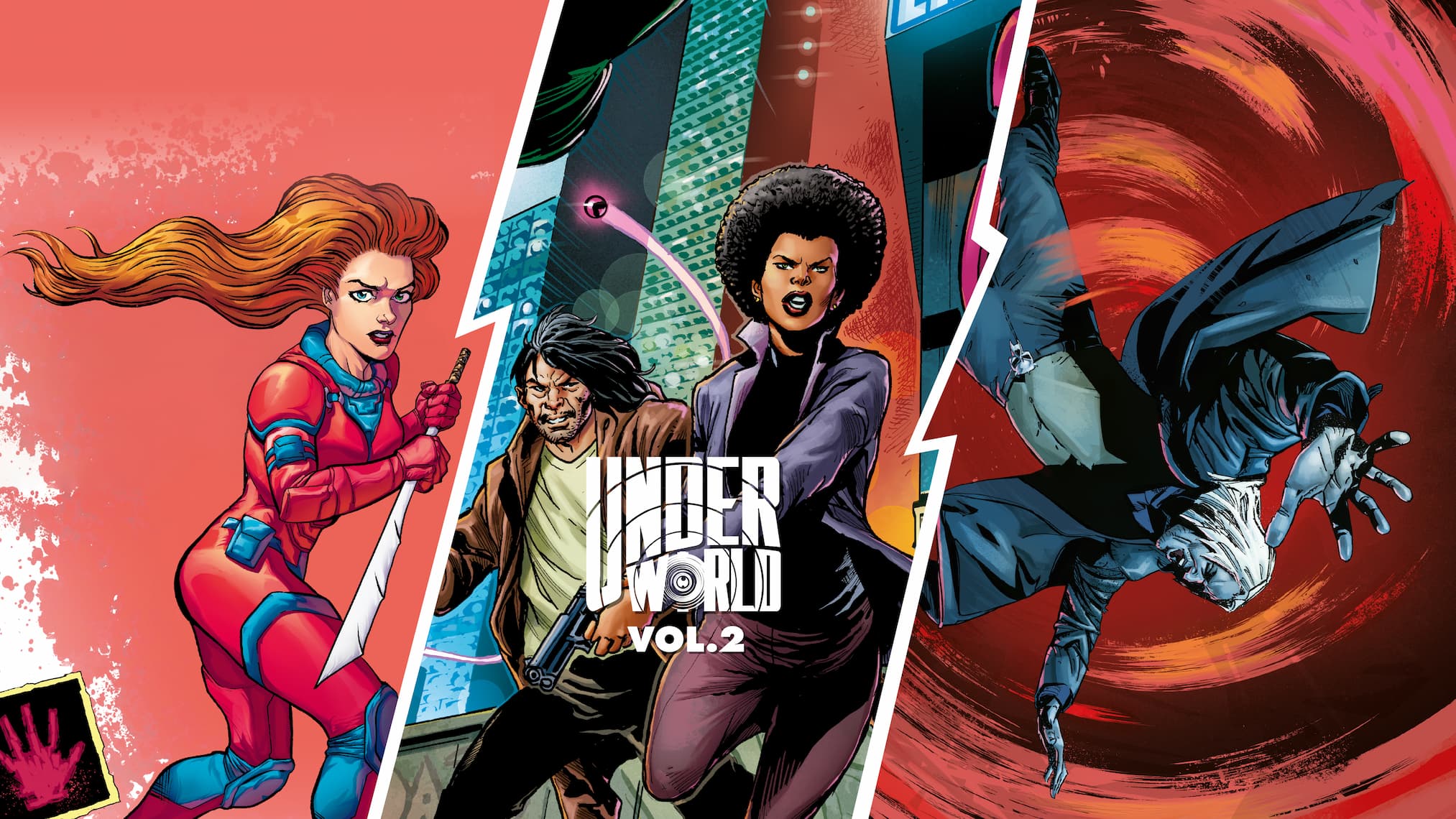 an image of a woman holding a gun and a soda