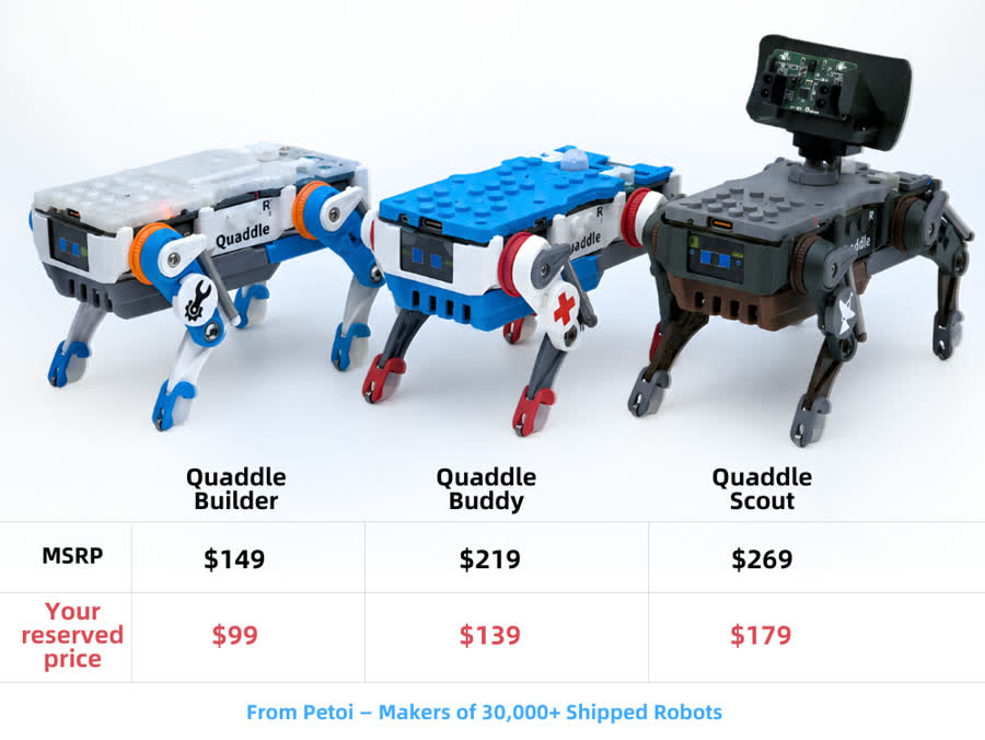 All three variants of our latest robot - Quaddle