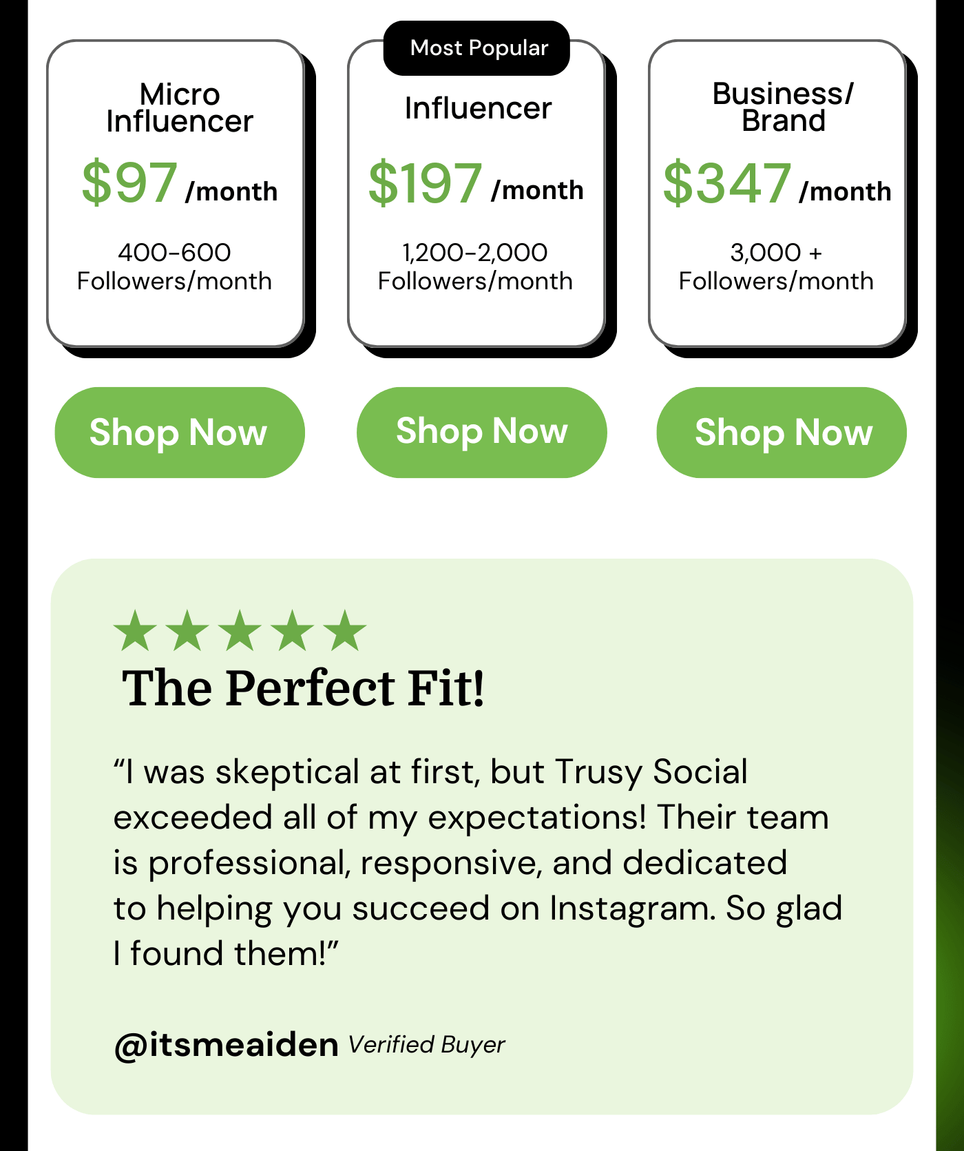 Pick the package best suited to you: