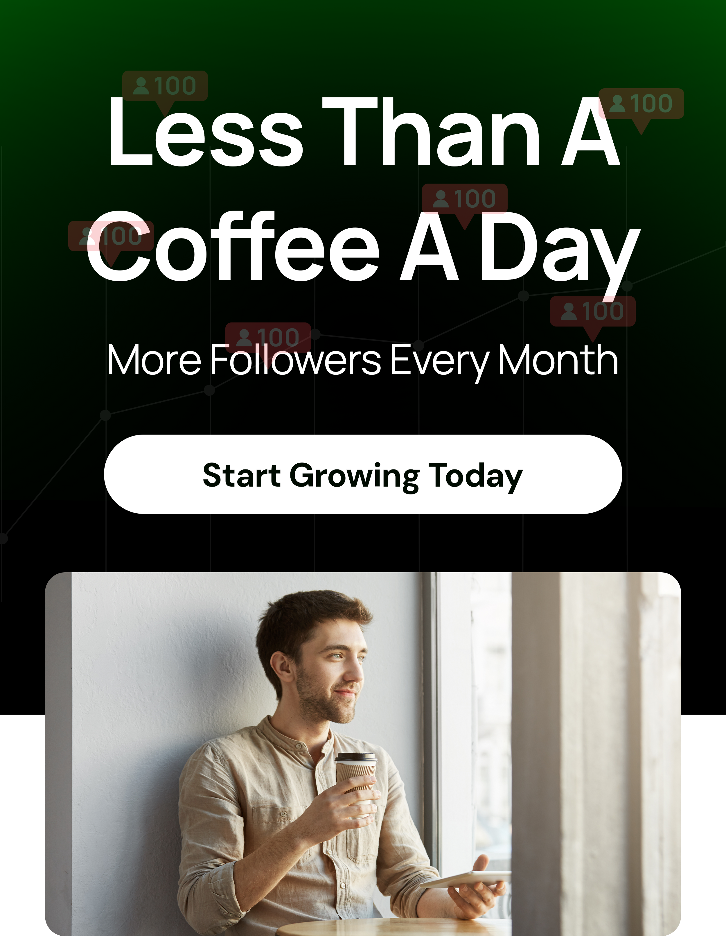 Less Than A Coffee A Day, More Followers Every Month