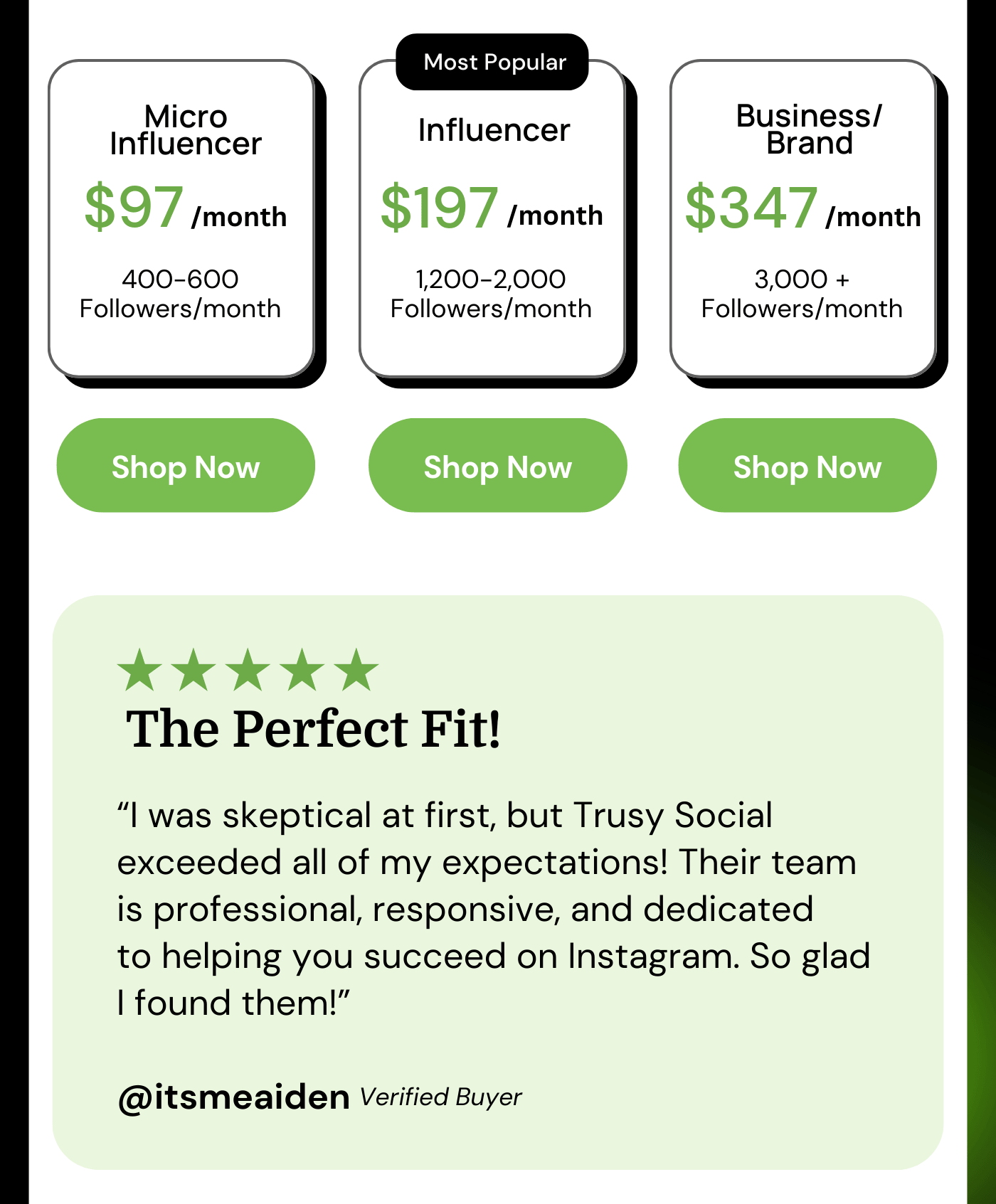 Pick the package best suited to you: