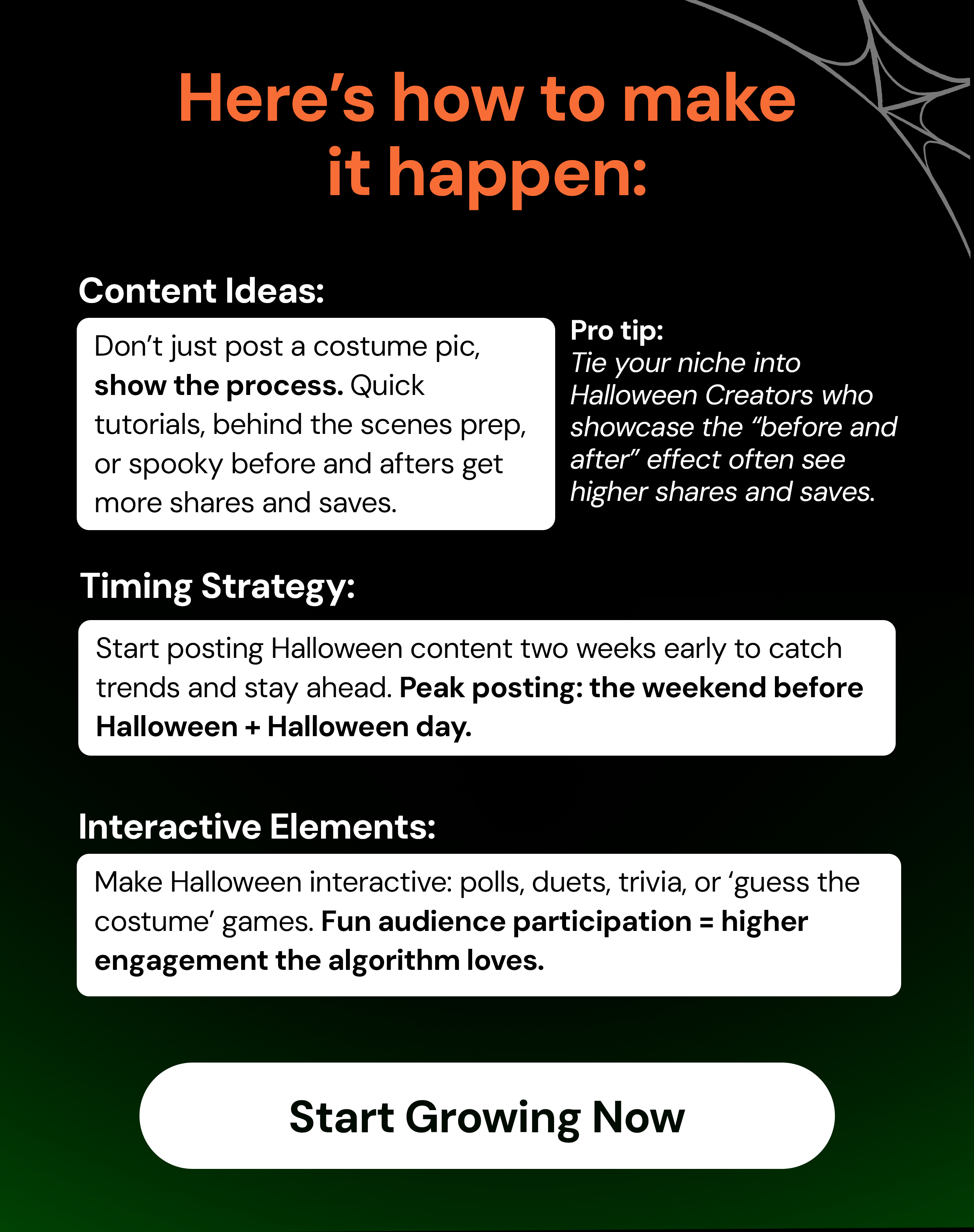 Halloween Content Strategies. Here's how to make it happen: