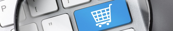Illustration of a shopping cart on a keyboard