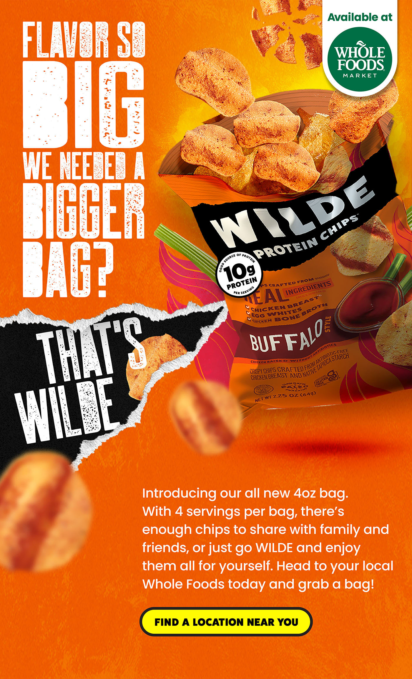 New Bigger Bags now Available at Whole Foods! Wilde Chips