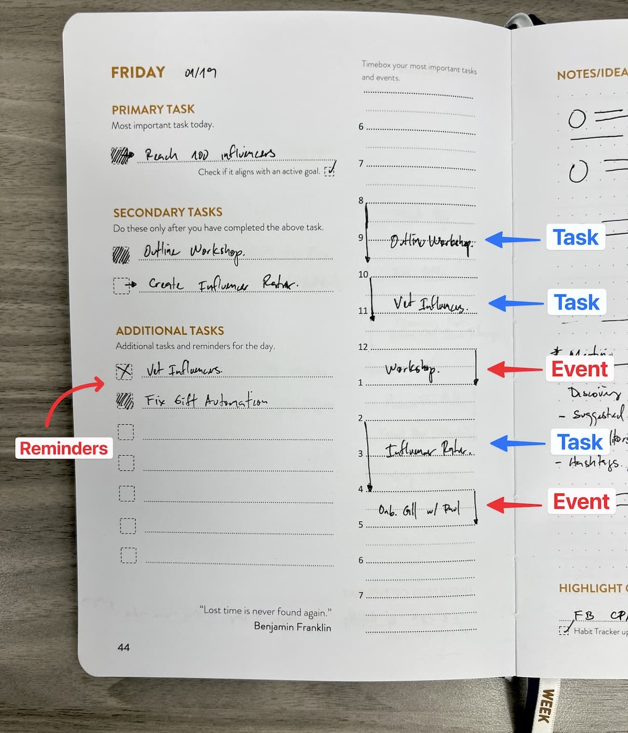 an image of a notebook with a list of tasks and a pen