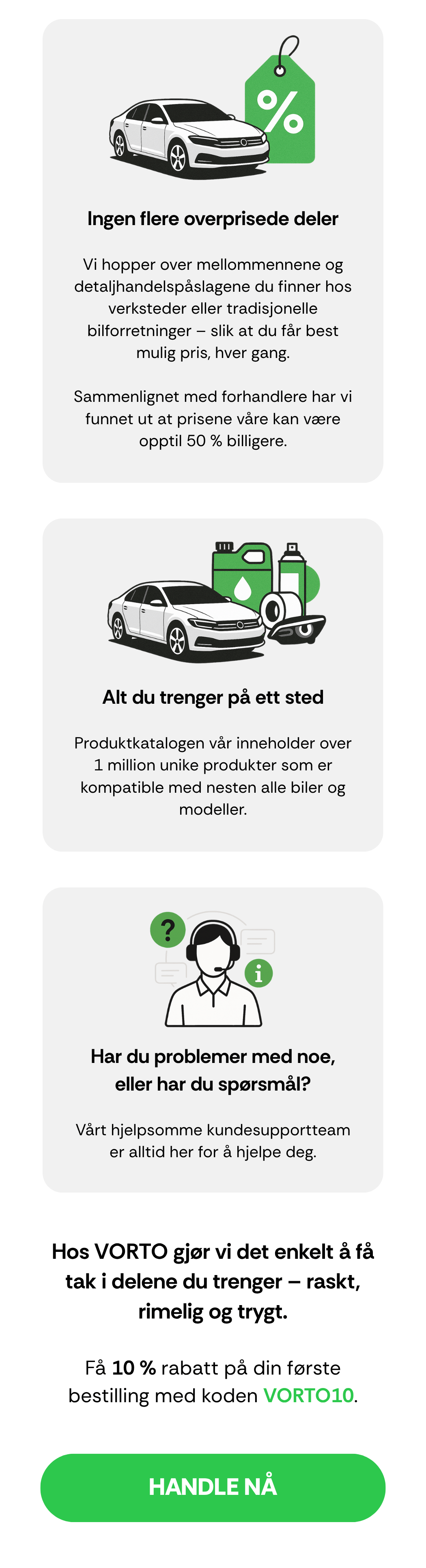 Hos VORTO gjør vi det enkelt å få tak i delene du trenger – raskt, rimelig og trygt.