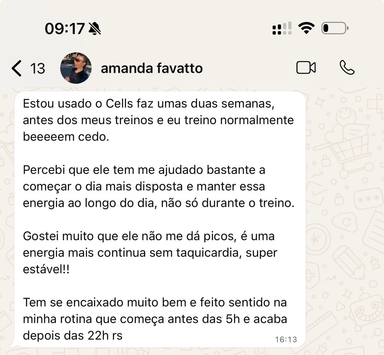 Depoimento: energia contínua sem picos, rotina que começa antes das 5h