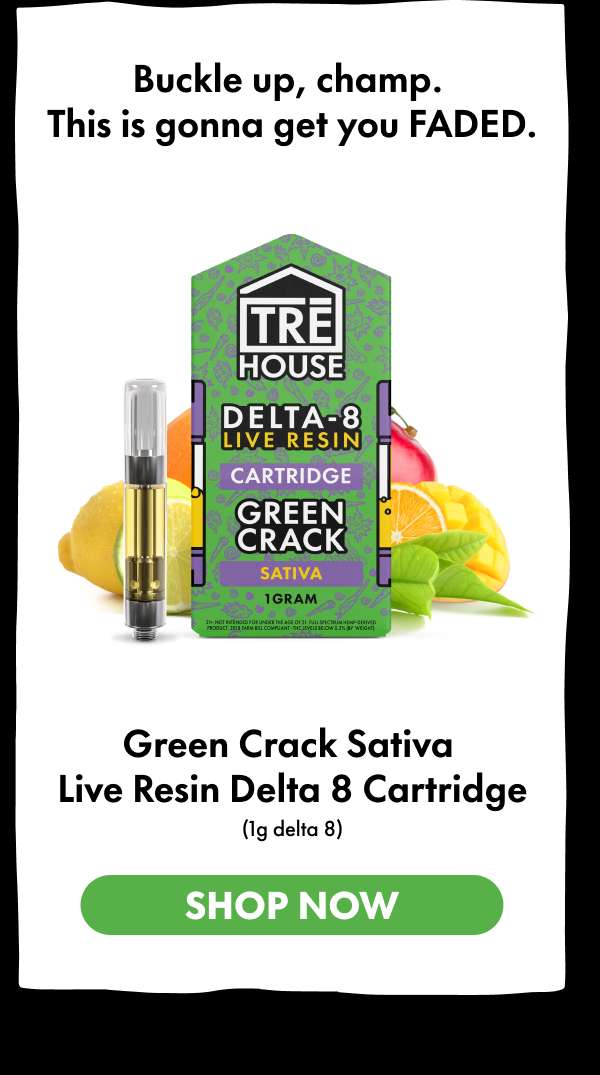 Green Crack Sativa Live Resin Delta 8 Cartridge