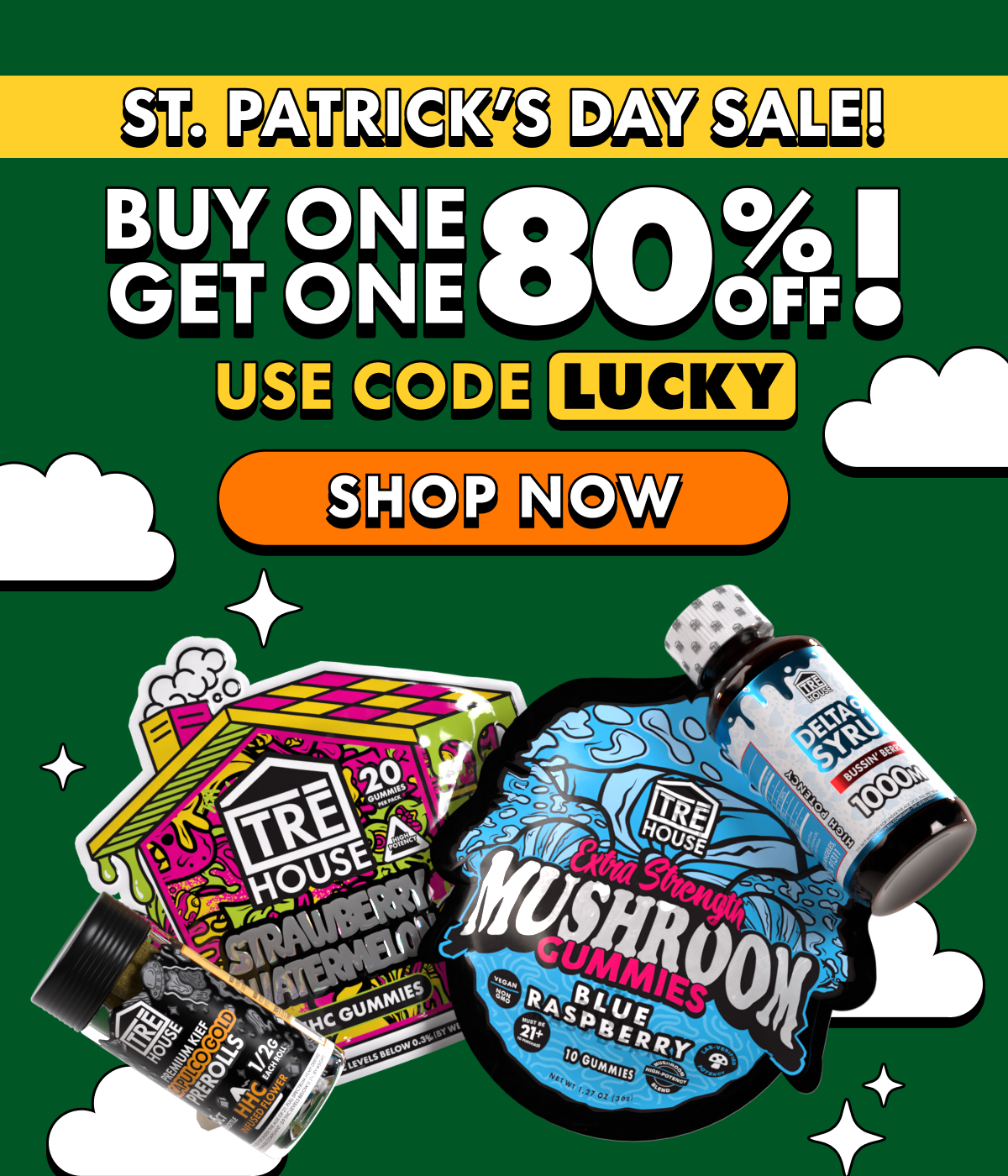 St. Patrick's Day Sale Buy One, Get One 80% OFF! Use code LUCKY