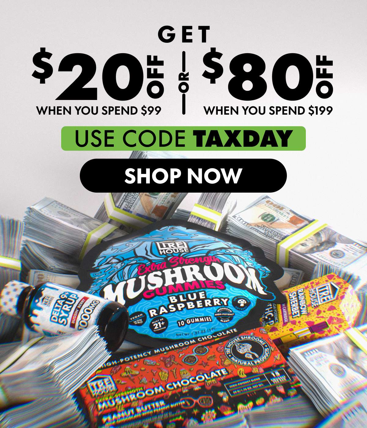 Get $20 Off When you spend $99 or Get $80 Off When you spend $199 Use code TAXDAY