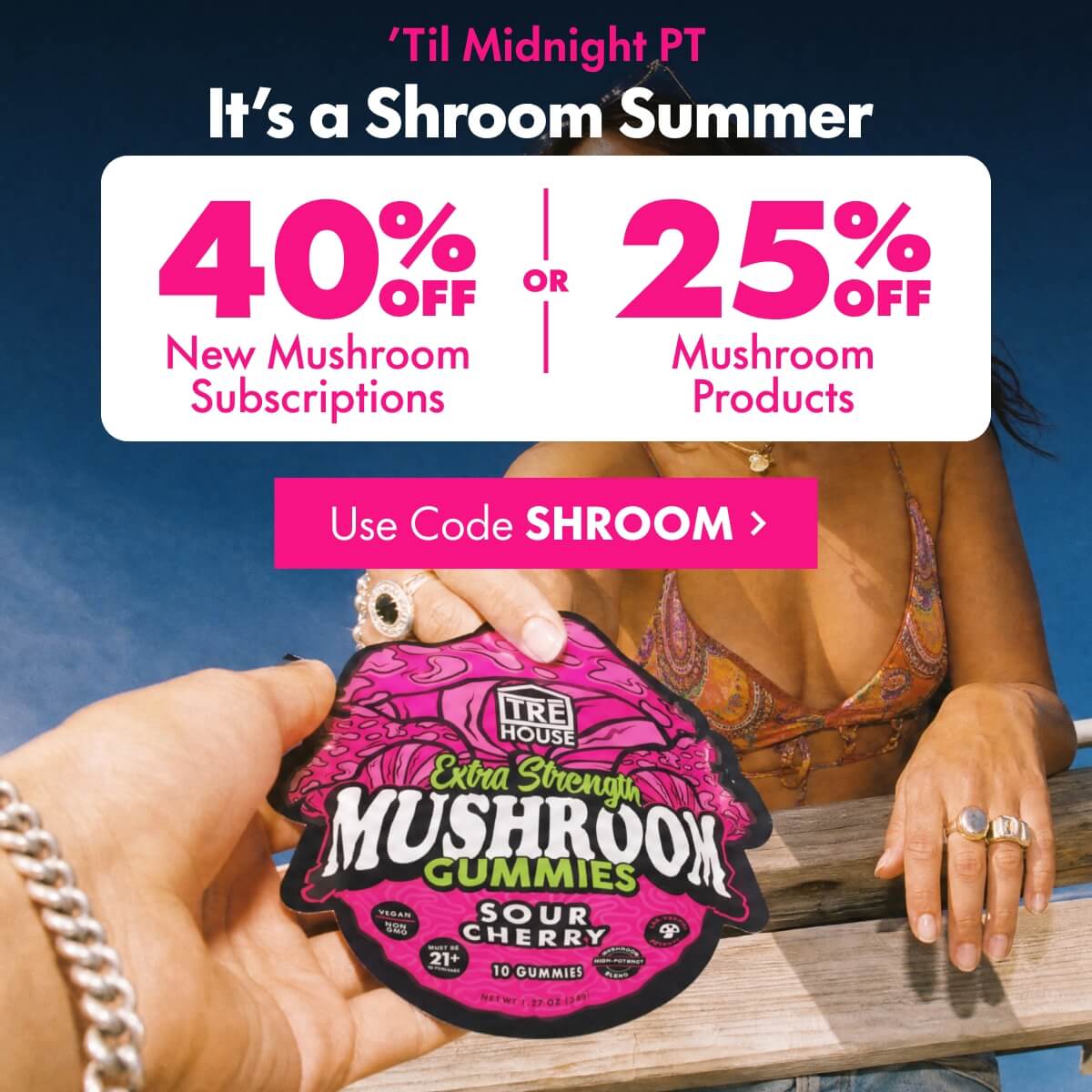 It’s a Shroom Summer 40% OFF New Mushroom Subscriptions or 25% OFF Mushroom Products [Use code SHROOM]
