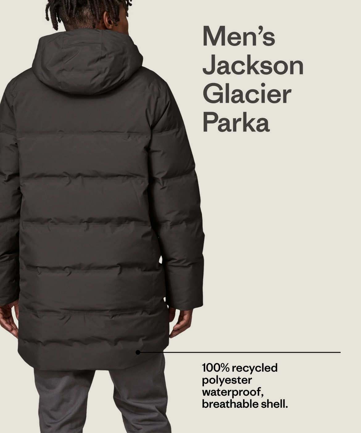 Men's Jackson Glacier Parka. 100% recycled polyester waterproof, breathable shell.