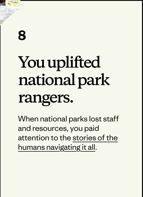 You uplifted national park rangers.