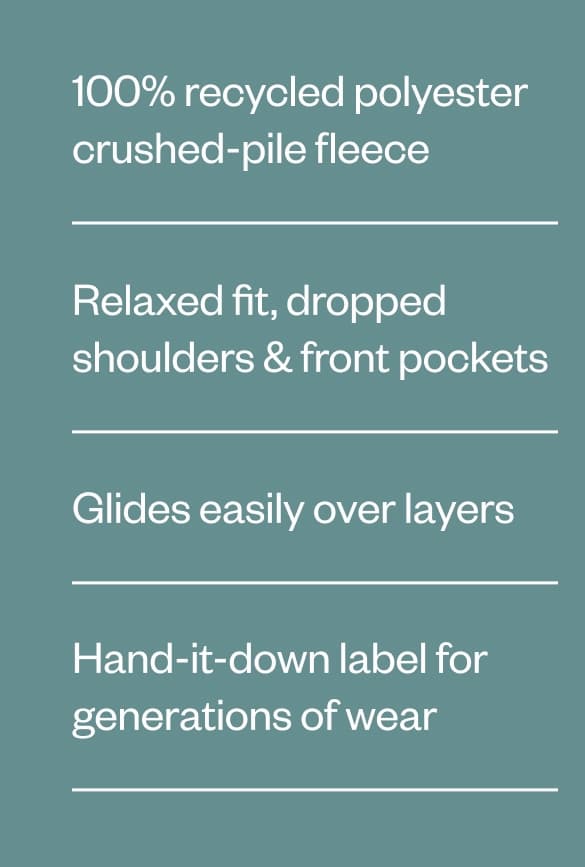 100% recycled polyester crushed-pile fleece