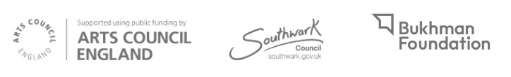 Logos for Arts Council England and Southwark Council