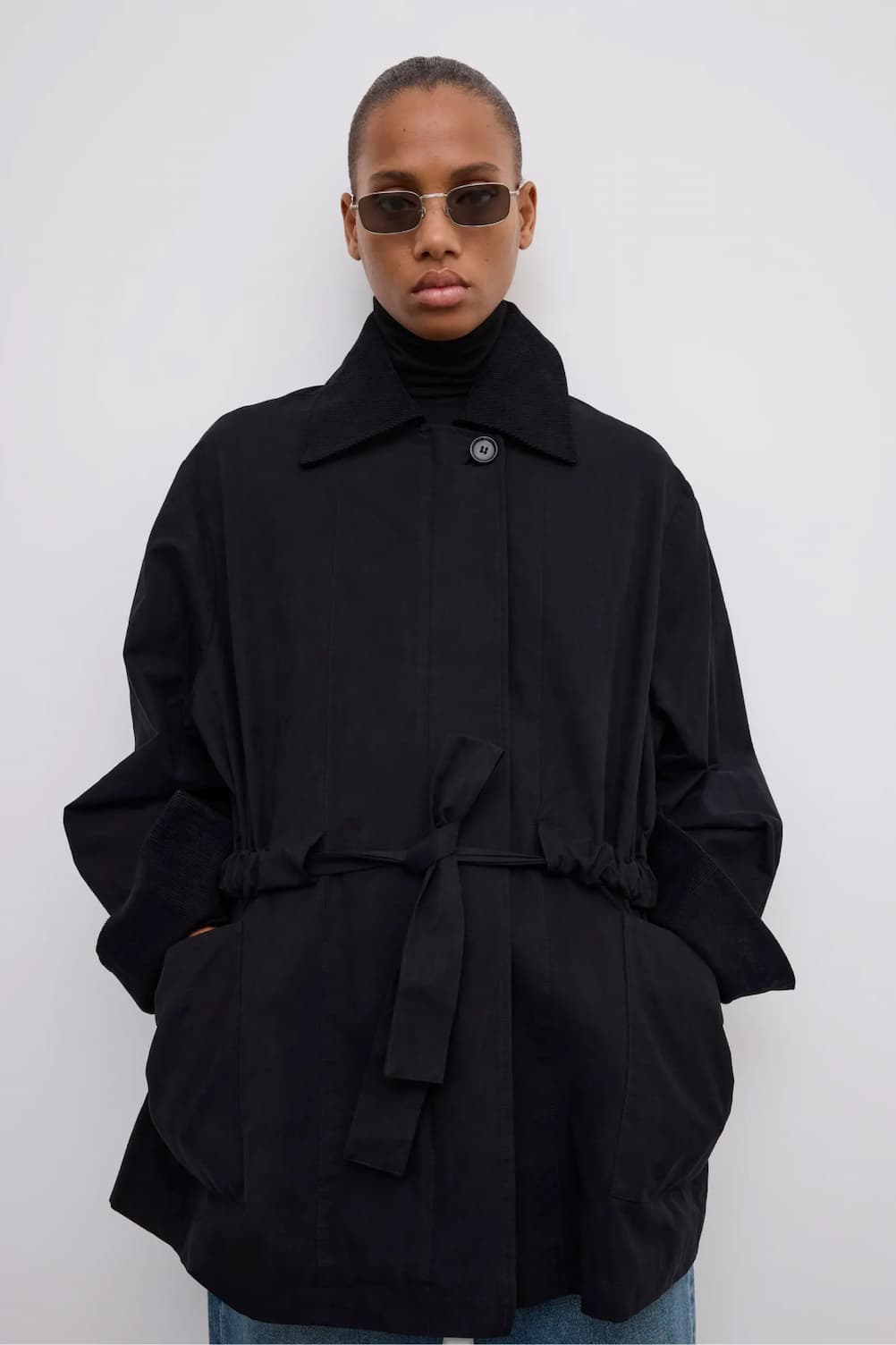 House of Dagmar Cotton Field Jacket – Washed Black Oversized Style 2 Field Cotton Jacket View 1