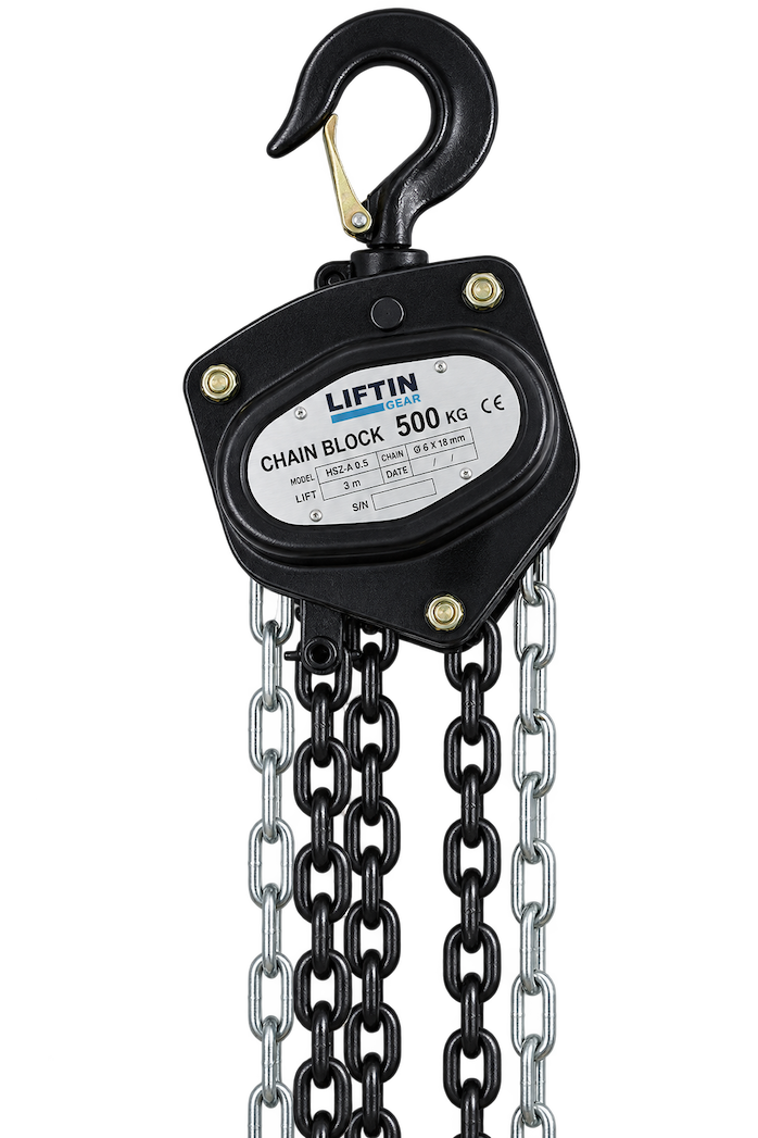 LiftinGear 500kg chain block with load chain and top hook