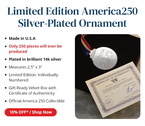 Limited Edition America250Silver-Plated Ornament. 10% OFF Shop Now.