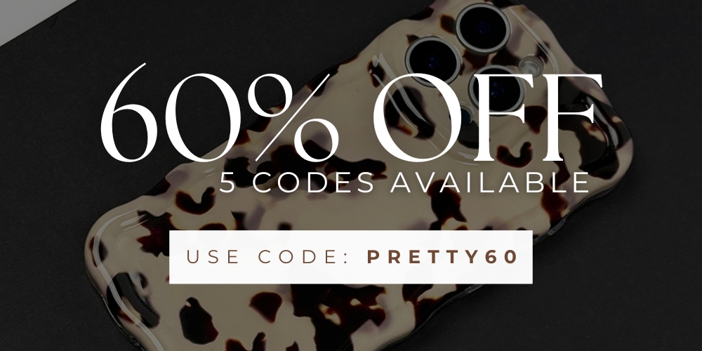 an image of a phone case with a leopard tort print on it with 2 X 60% OFF codes with code: PRETTY60