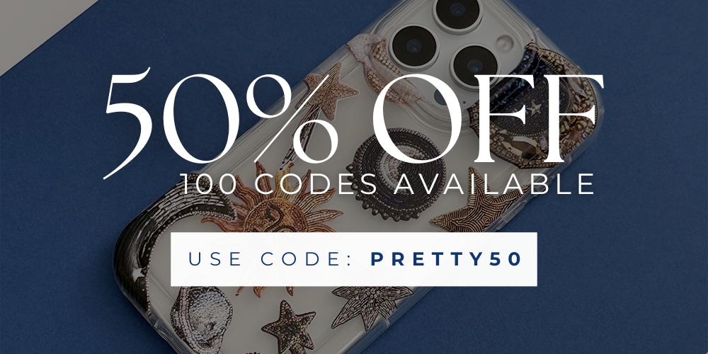 an image of clear celestial phone case with 50% OFF with code: PRETTY50