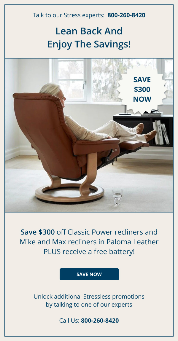300 Off Stressless Power Recliners Plus Free Battery! Smart Furniture