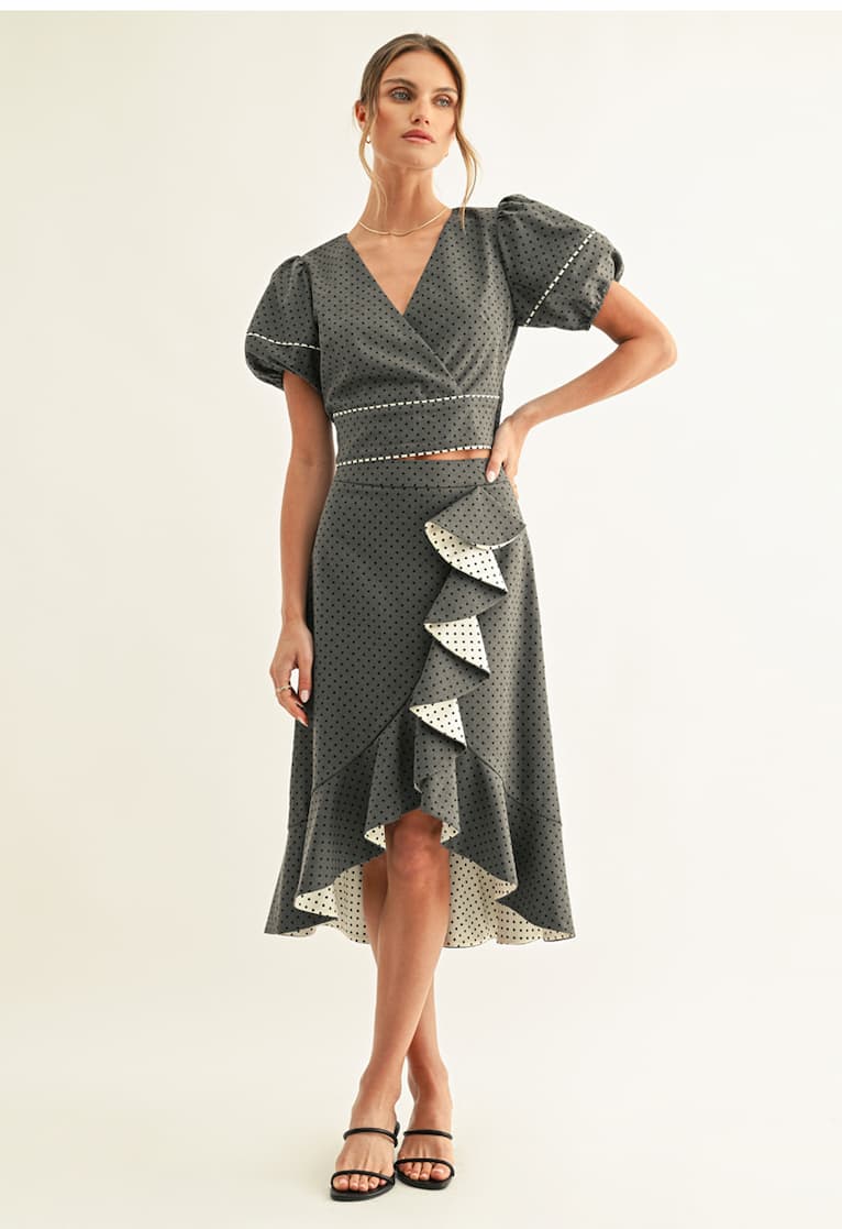 Tina Polka Dot Surplice Top