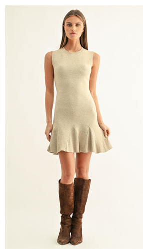 Gabrielle Flared Sleeveless Knit Mini Dress