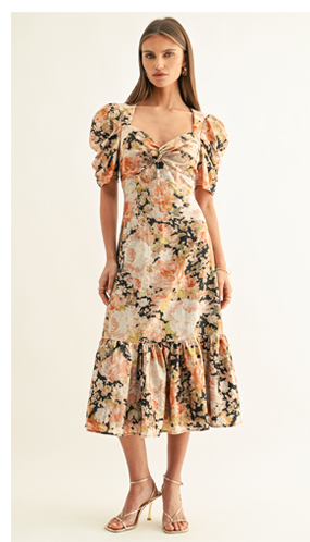 Isabel Twist Chest Short Sleeves Midi Dress