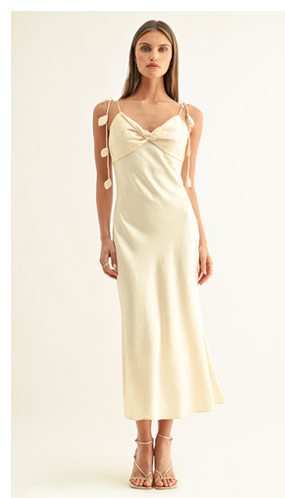 Emmy Twisted Chest Bias Midi Slip Dress