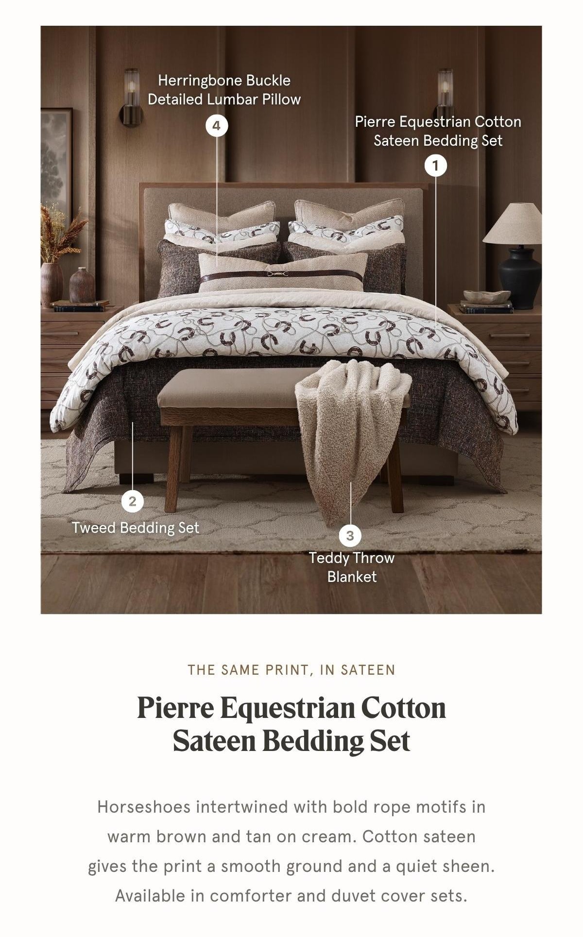 Pierre Equestrian Cotton Sateen Bedding Set