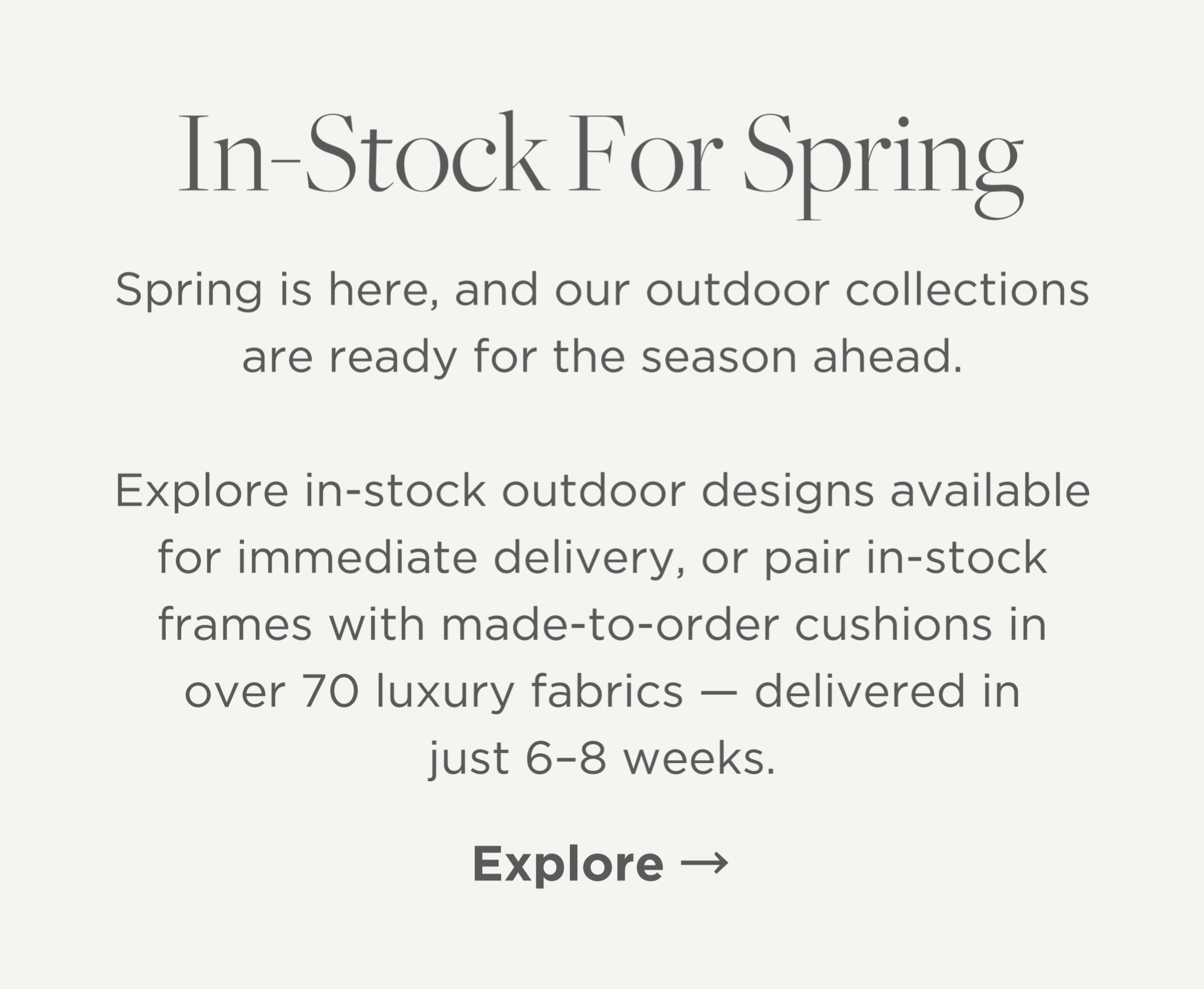 In-Stock For Spring